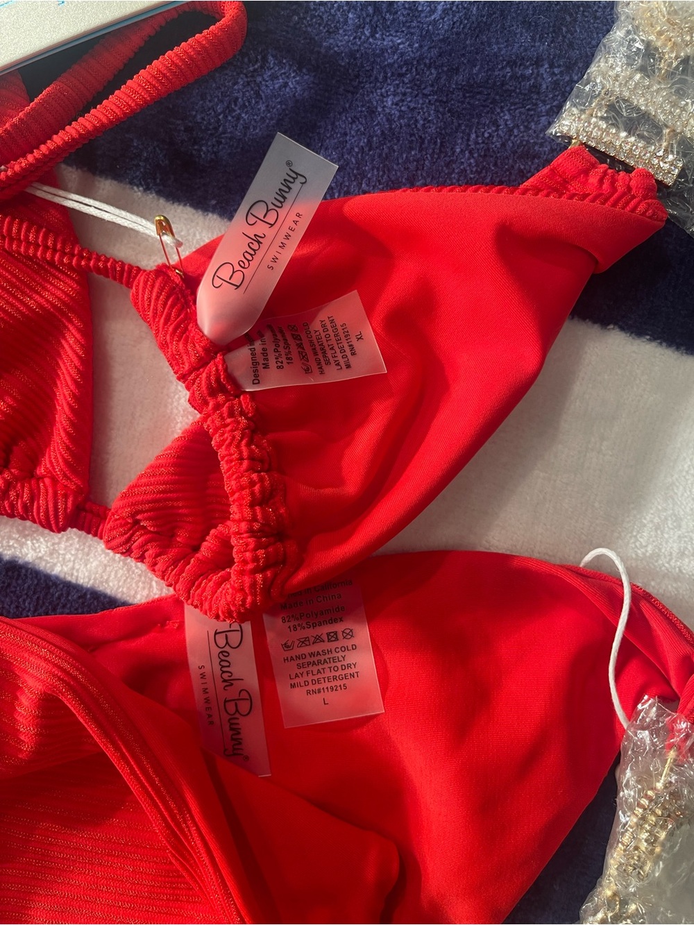 NWT beach bunny bikini Jazmine Love ❤️ red beautiful XL top/L bottoms - Picture 5 of 14